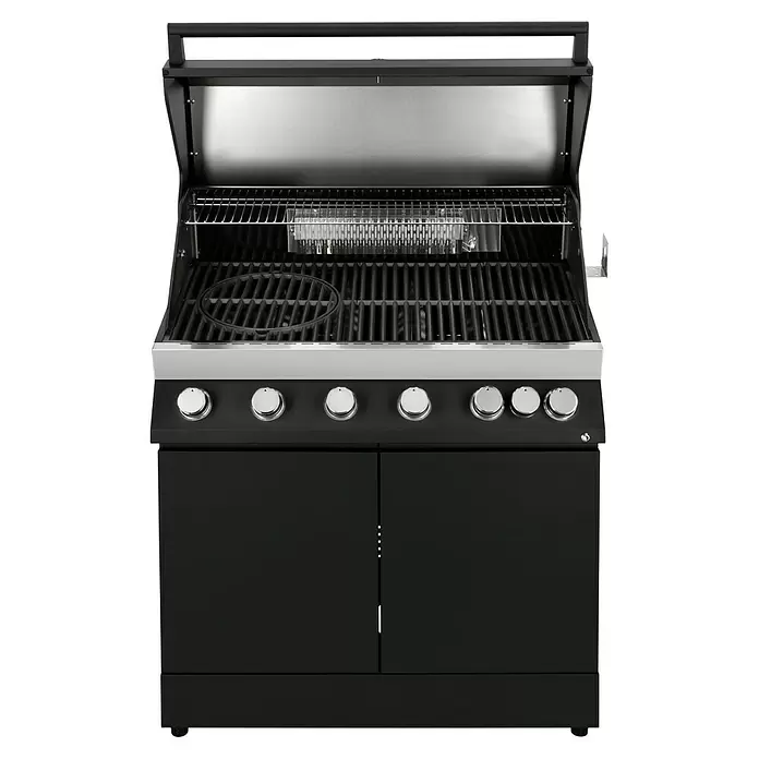 Kingstone KMS Gasgrillküche The Quad Six - Anzahl Brenner: 6, Hauptgrillfläche: 89,2 x 45 cm, 21 kW, Material Rost: Gusseisen - Vorderansicht