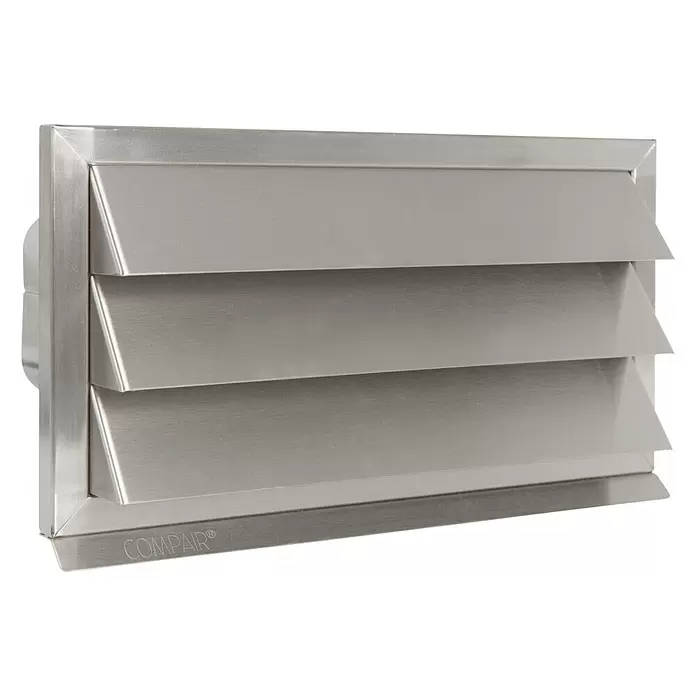 Nedco Gevelrooster Eco+ - Geborsteld RVS, b x h: 290 x 150 mm, Roestvrij staal - Diagonaal zicht