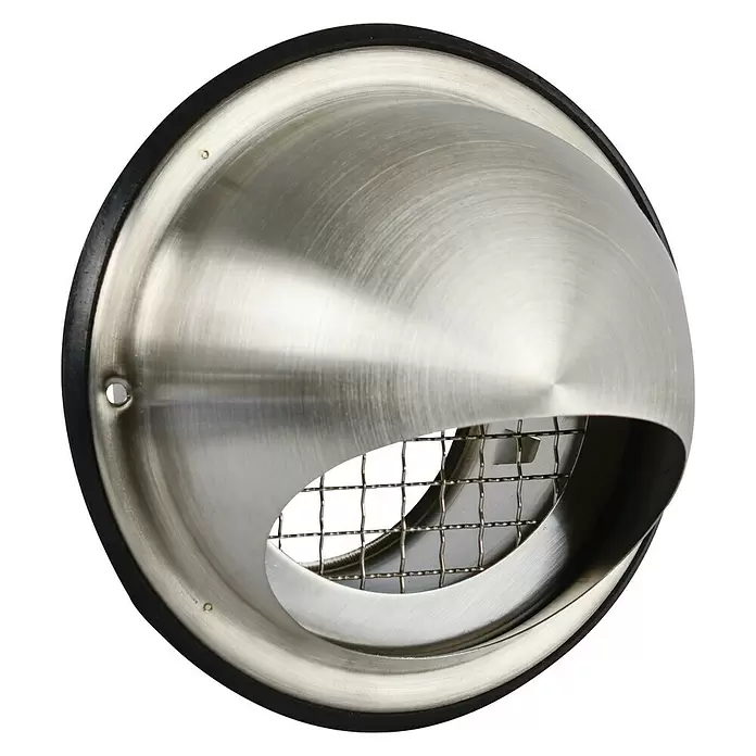 Nedco Gevelrooster - Geborsteld RVS, Diameter: 100 mm, Roestvrij staal - Diagonaal zicht