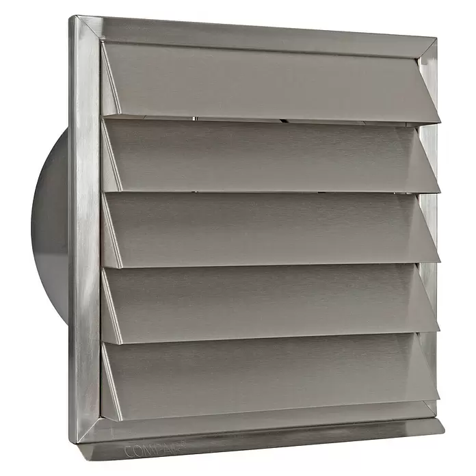 Nedco Gevelrooster Eco+ - Geborsteld RVS, b x h: 240 x 240 mm, Roestvrij staal - Diagonaal zicht