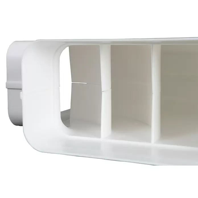 Nedco Vlakkanaalbocht Eco+ - Afmeting aansluitstukken: 169 x 77 mm, Horizontaal, 90 °, Wit, Kunststof - Close-up