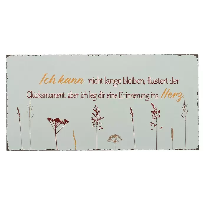 Deko-Schild Natur - 40 x 20 cm, Gräser - Vorderansicht