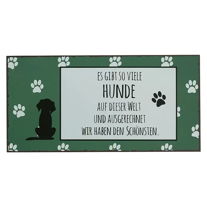 Deko-Schild Hund - 40 x 20 cm - Vorderansicht