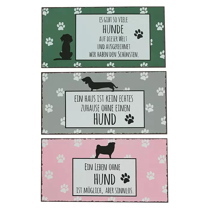 Deko-Schild Hund - 40 x 20 cm - Vorderansicht