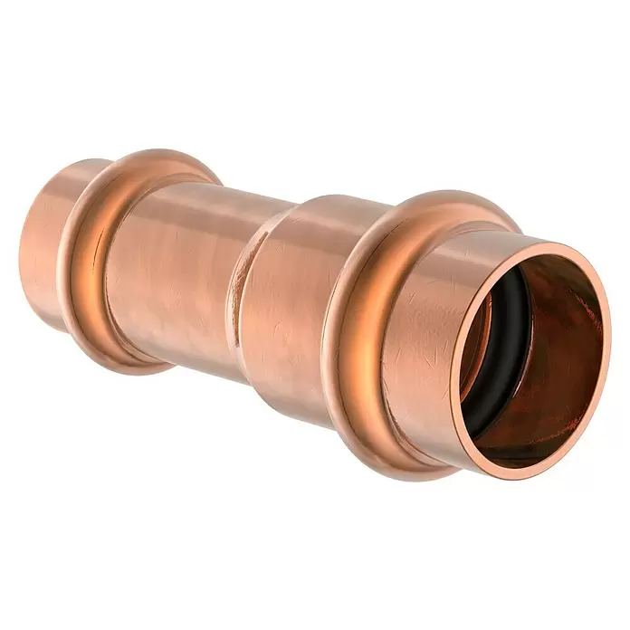Kupfer-Pressmuffe - Durchmesser: 15 x 12 mm, Presskontur: V - Diagonale Ansicht