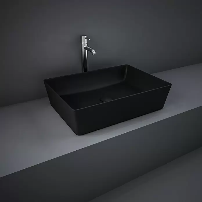 Feeling Aufsatzwaschbecken - 50 x 36 cm, Ohne Spezialglasur, Hahnloch: Ohne, Ohne Überlauf, Schwarz - Stimmungsaufnahme