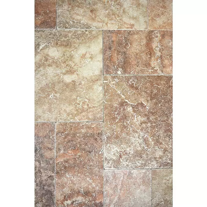 Antikmarmor Travertin Rosso Römischer Verband - 6 -tlg., Rotbraun, Matt - Detailaufnahme