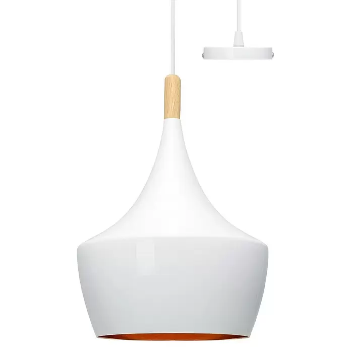 Alverlamp Lámpara colgante redonda circular Copa - 60 W, Ø x Al: 24 x 28 cm, Blanco, Blanco, E27 - Primer plano