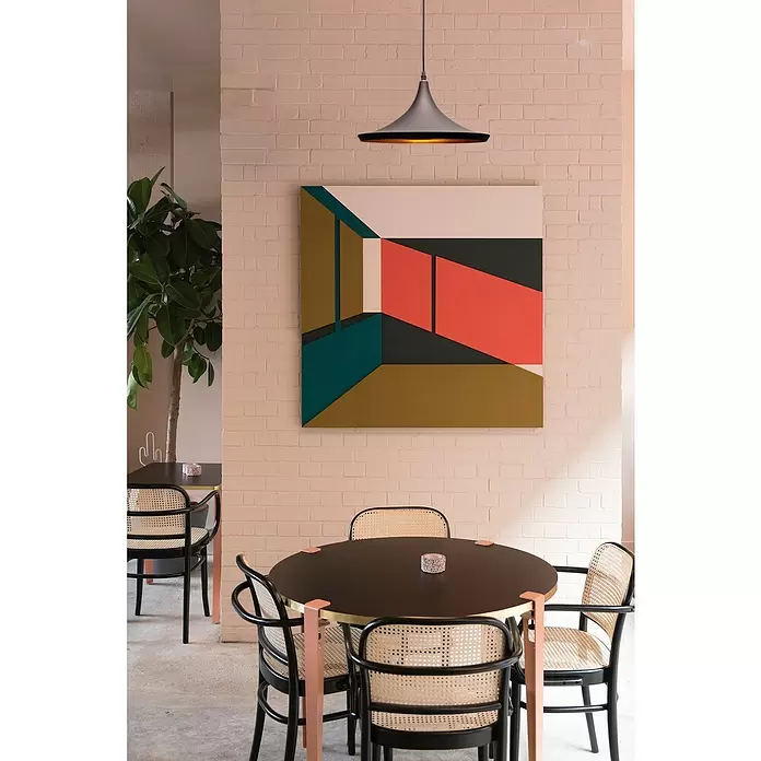Alverlamp Lámpara colgante redonda circular Plana - 60 W, Ø x Al: 36 x 19 cm, Negro, Negro, E27 - Foto ambiente