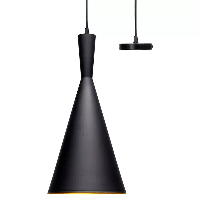 Alverlamp Lámpara colgante redonda Cono - 60 W, Ø x Al: 19 x 40 cm, Negro, Negro, E27 - Primer plano