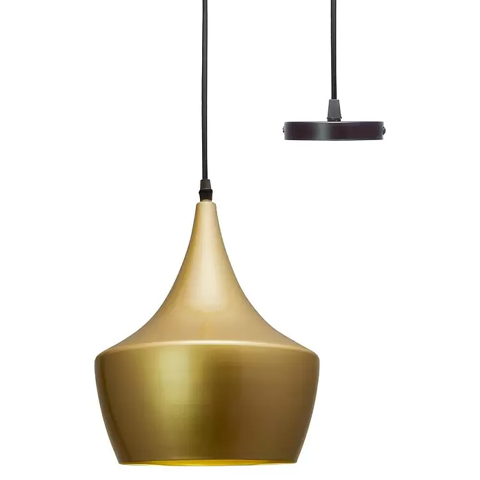 Alverlamp Lámpara colgante redonda circular Copa - 60 W, Ø x Al: 24 x 28 cm, Oro, E27 - Primer plano