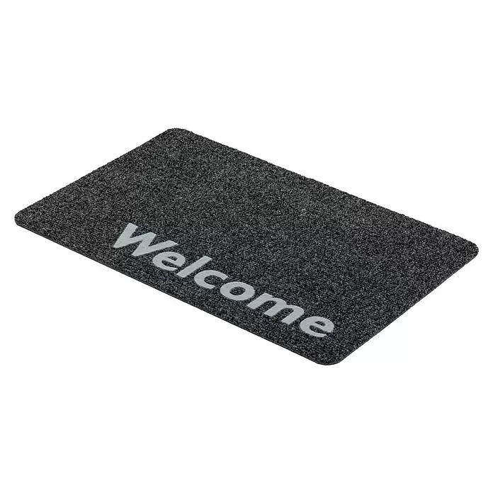 Astra Türmatte Flocky Color - Welcome, Grau/Bedruckt, 40 x 60 cm, 100 % Polypropylen - Diagonale Ansicht