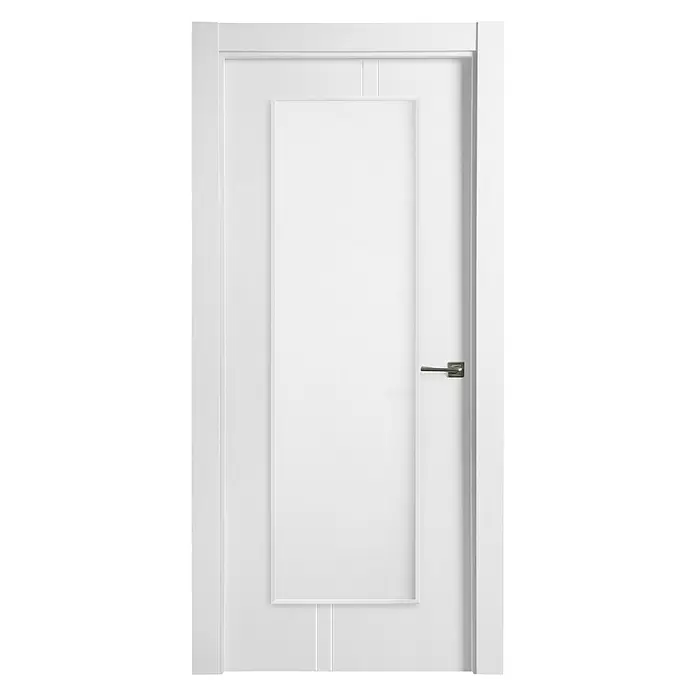 Puerta acristalada Dresde - 82,5 x 203 cm, Izquierda, Blanco lacado, Macizo, Vidriera - Vista frontal