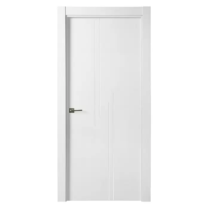 Puerta interior Dresde - 72,5 x 203 cm, Derecha, Blanco lacado, Macizo - Vista frontal
