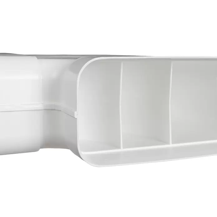 Nedco Vlakkanaalbocht Eco+ - Afmeting aansluitstukken: 220 x 90 mm, Horizontaal, 90 °, Wit, Kunststof - Close-up
