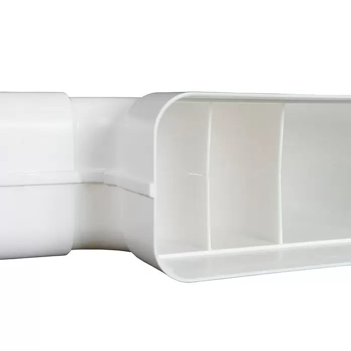 Nedco Vlakkanaalbocht Eco+ - Afmeting aansluitstukken: 169 x 77 mm, Horizontaal, 90 °, Wit, Kunststof - Close-up