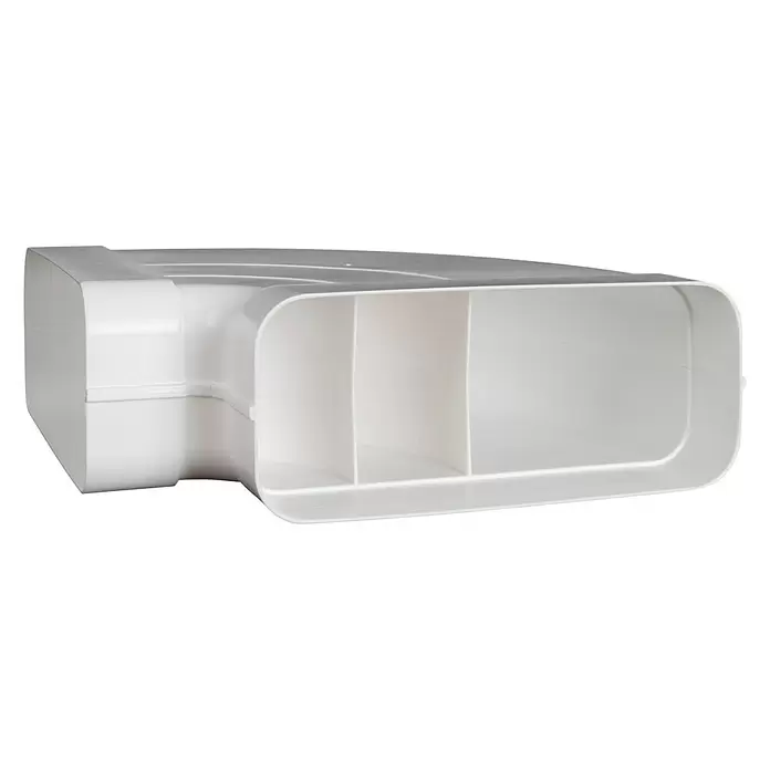 Nedco Vlakkanaalbocht Eco+ - Afmeting aansluitstukken: 220 x 90 mm, Horizontaal, 90 °, Wit, Kunststof - Diagonaal zicht