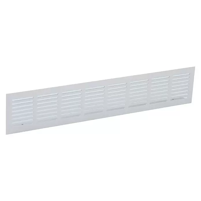 Nedco Ventilatierooster plint - 400 x 80 mm, Aluminium, Aluminium - Diagonaal zicht