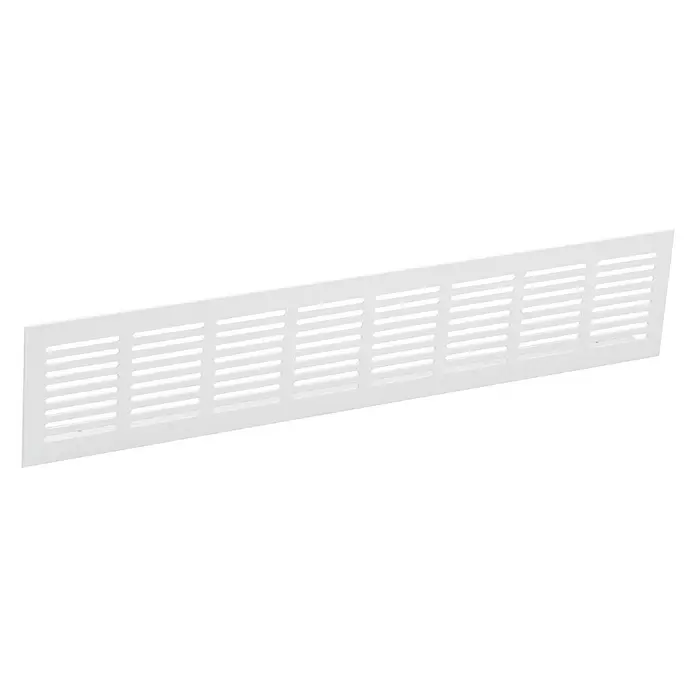 Nedco Ventilatierooster plint - 400 x 80 mm, Wit, Aluminium - Diagonaal zicht