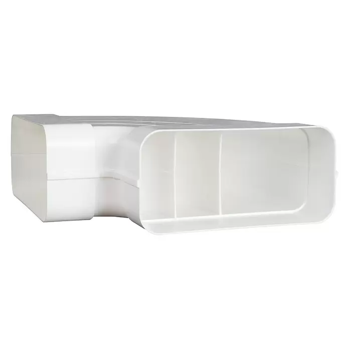 Nedco Vlakkanaalbocht Eco+ - Afmeting aansluitstukken: 169 x 77 mm, Horizontaal, 90 °, Wit, Kunststof - Diagonaal zicht