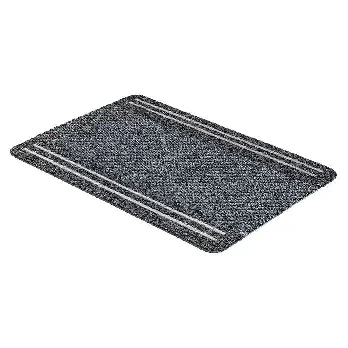 Astra Flocky Color Türmatte - Streifen, Grau/Bedruckt, 60 x 40 cm, 100% Polypropylen - Diagonale Ansicht
