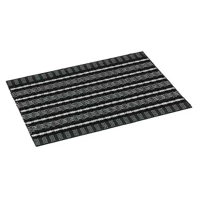 Astra Fußmatte Poly Brush - Schwarz/Silber, 40 x 60 cm, 100 % Polypropylen - Diagonale Ansicht