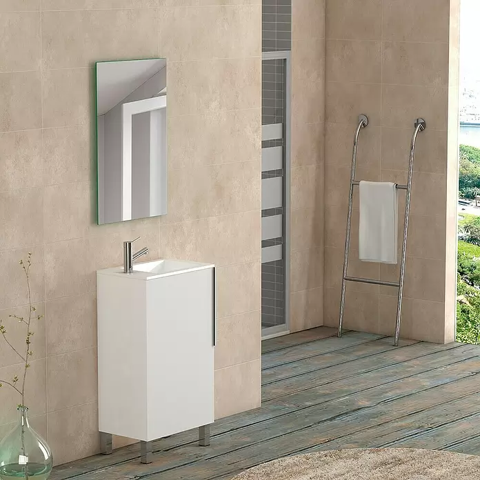 Conjunto de mueble de baño Seúl - 50 cm, 3 piezas, Blanco, Mate - Foto ambiente