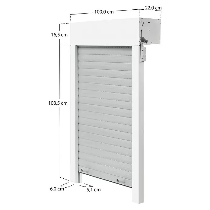 Schellenberg Rollladen-Komplett-Set - Aufsatzrollladen, 100 x 120 cm - Skizze