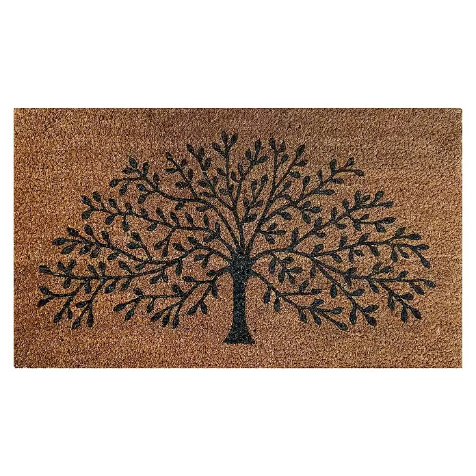 Felpudo de coco Flocado Árbol - Negro/Natural, 70 x 40 cm - Vista descendente