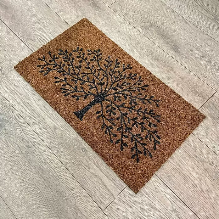 Felpudo de coco Flocado Árbol - Negro/Natural, 70 x 40 cm - Foto ambiente