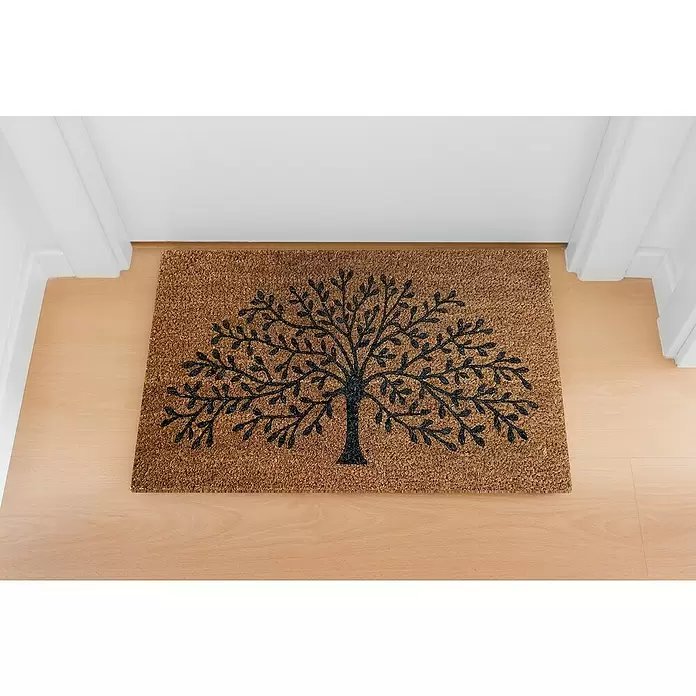 Felpudo de coco Flocado Árbol - Negro/Natural, 70 x 40 cm - Foto ambiente