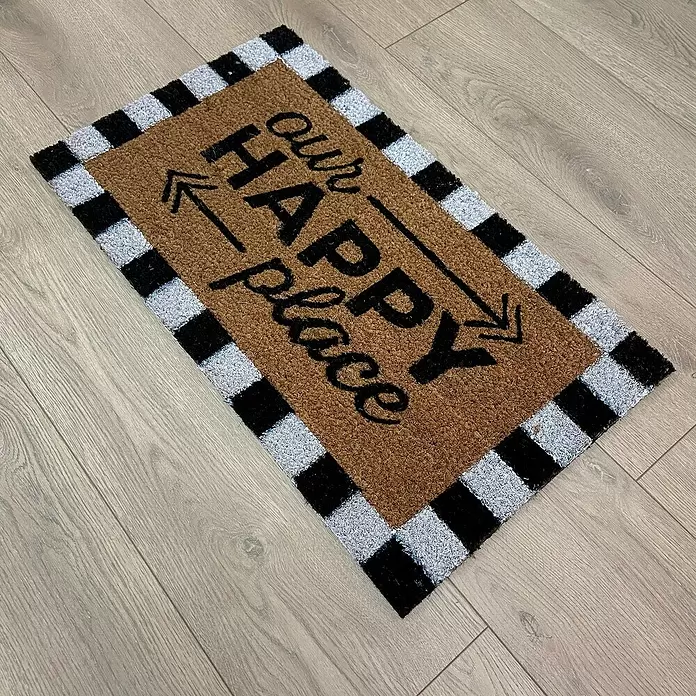 Felpudo de coco Our Happy Place - Blanco/Negro/Natural, 70 x 40 cm - Foto ambiente