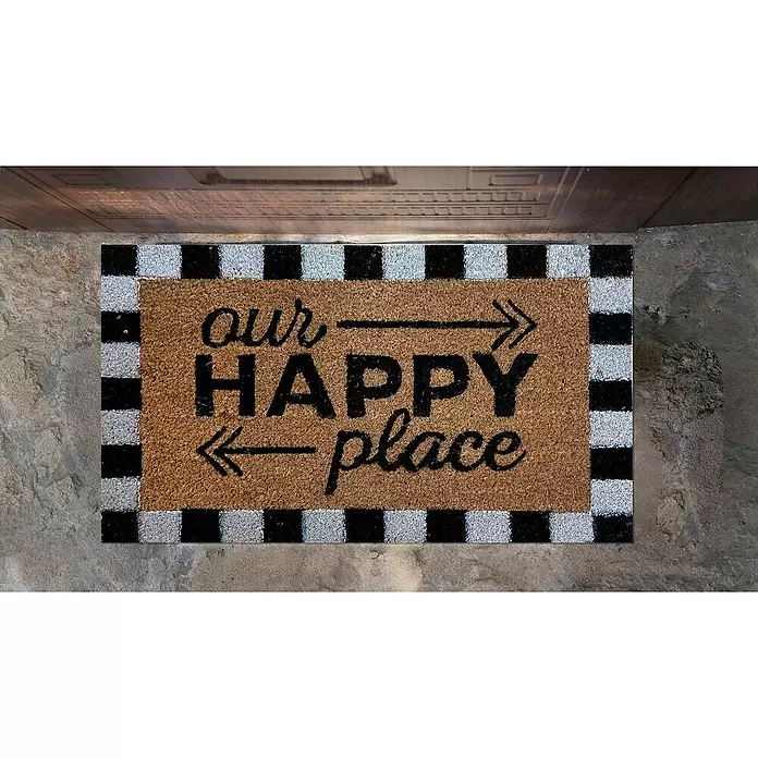 Felpudo de coco Our Happy Place - Blanco/Negro/Natural, 70 x 40 cm - Foto ambiente