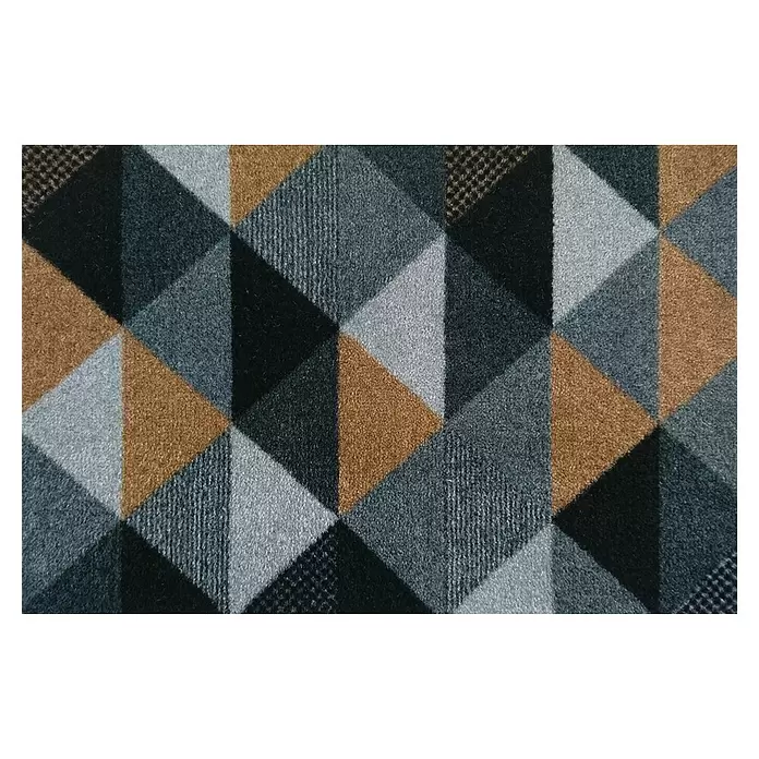 Felpudo de coco Moqueta Geométrica - Gris/Negro/Natural, 60 x 40 cm - Vista descendente