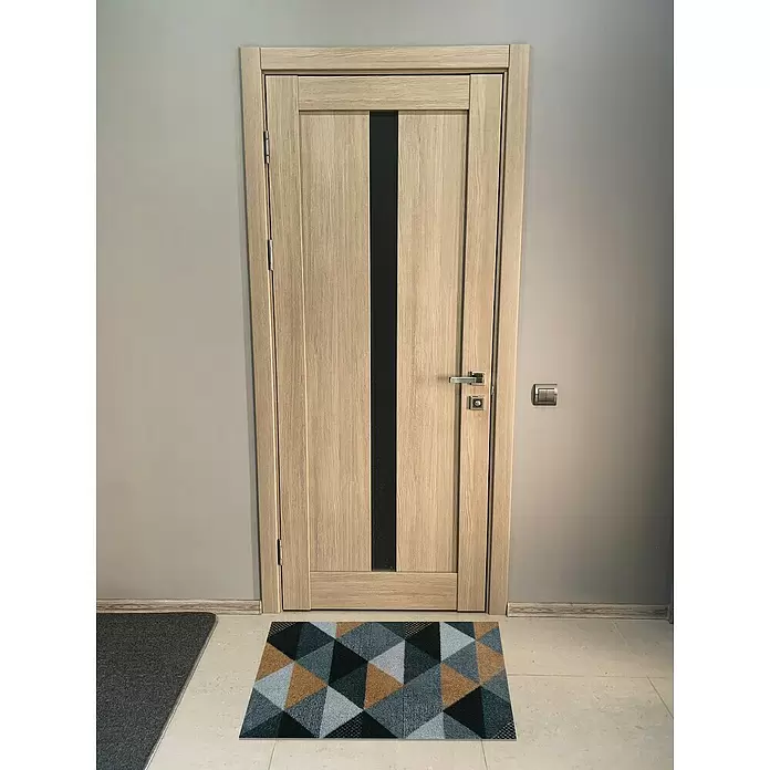 Felpudo de coco Moqueta Geométrica - Gris/Negro/Natural, 60 x 40 cm - Foto ambiente
