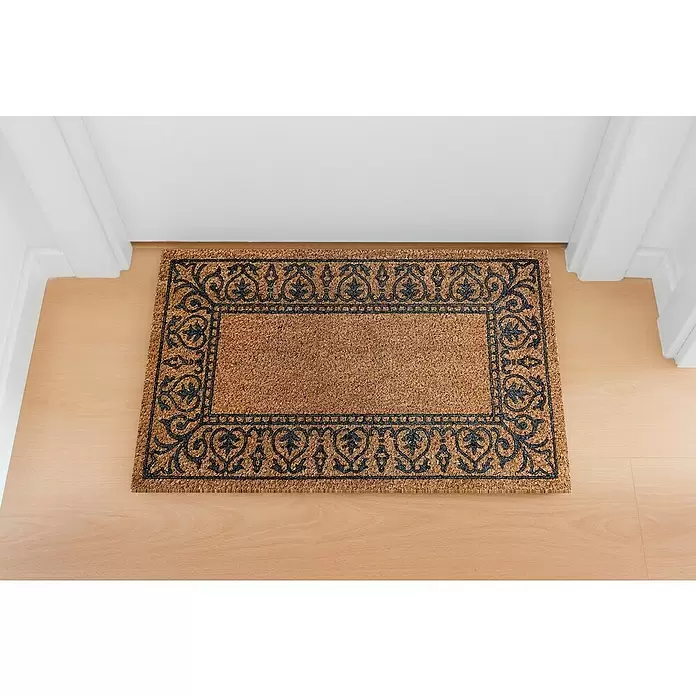 Felpudo de coco Flocado Picassi - Negro/Natural, 70 x 40 cm - Foto ambiente