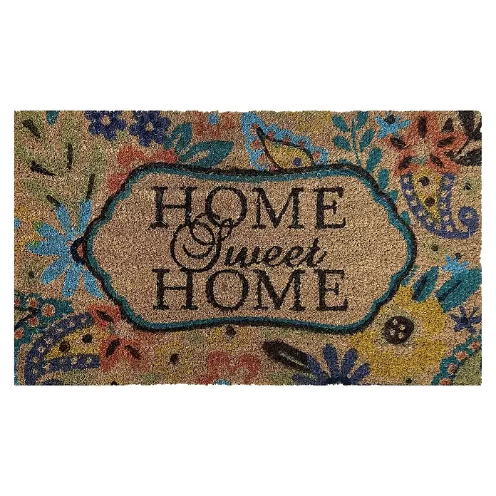 Felpudo de coco Home Bouquet - Multicolor/Natural, 70 x 40 cm - Vista descendente