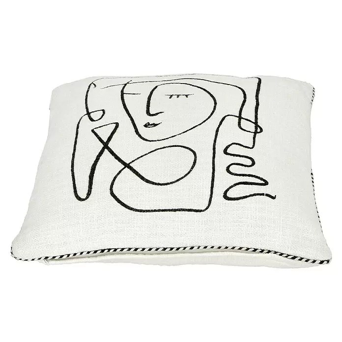 Kissen Pica I - Weiß/Schwarz, 45 x 45 cm, 100 % Baumwolle - Diagonale Ansicht