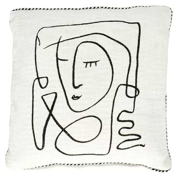Kissen Pica I - Weiß/Schwarz, 45 x 45 cm, 100 % Baumwolle - Vorderansicht