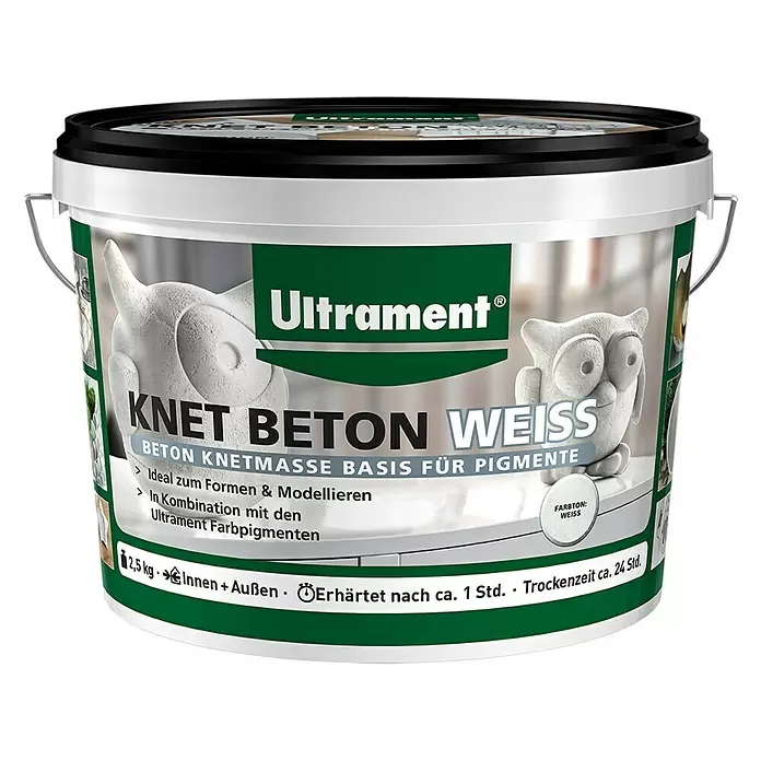 Ultrament Beton-Knetmasse Knet Beton Weiß - Weiss, 2,5 kg - Vorderansicht
