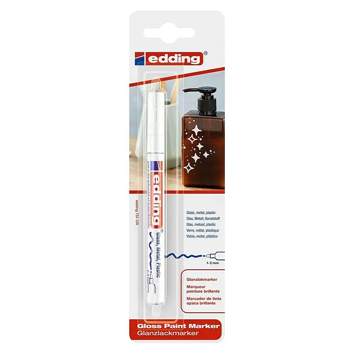 Edding Lackmarker 751 - Weiß, 1 mm - 2 mm - Vorderansicht