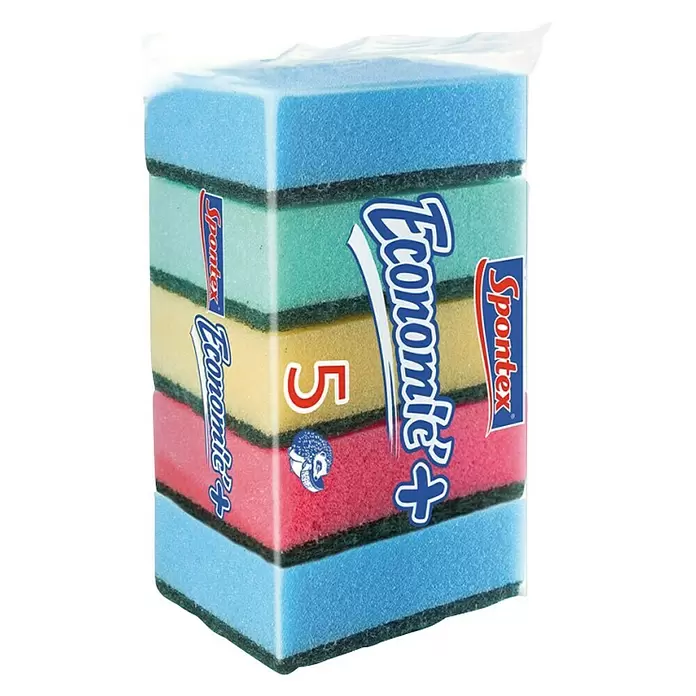 Spontex Estropajos Economic x5 - 7 x 5 x 5 cm, 5 uds. - Vista angular