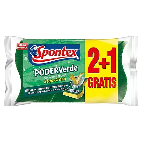 Spontex  Estropajo Poder Verde esponja 2+1