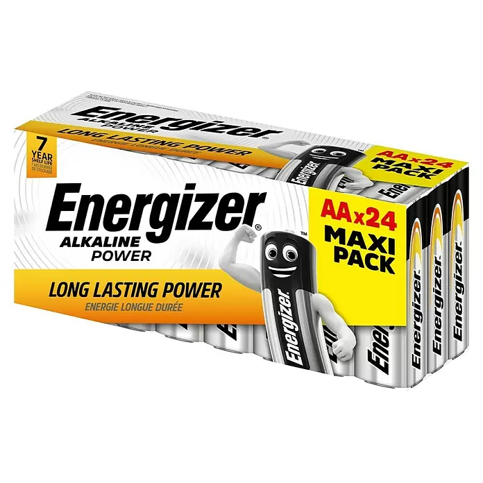Energizer Alkaline Power Batterie Maxi Pack - Mignon AA, Alkali-Mangan, 1,5 V, 24 Stk. - Diagonale Ansicht