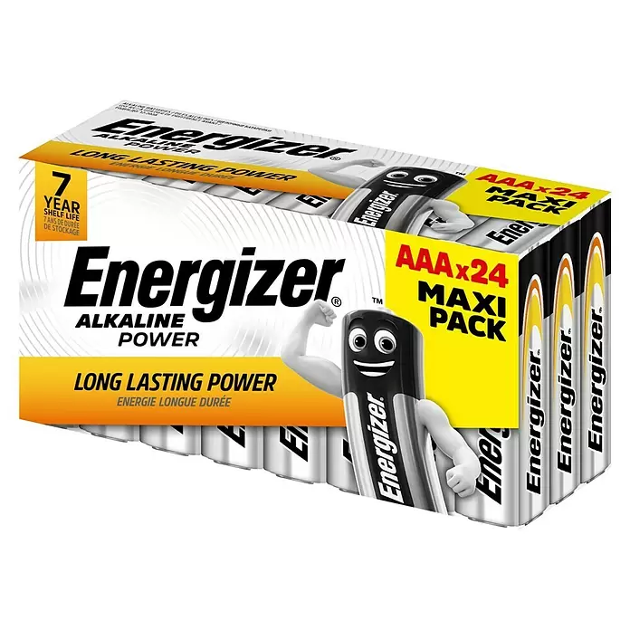 Energizer Alkaline Power Batterie Maxi Pack - Micro AAA, Alkali-Mangan, 1,5 V, 24 Stk. - Diagonale Ansicht