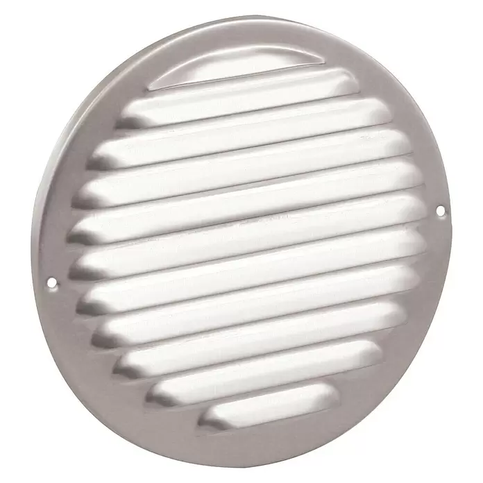 Nedco Rond schoepenrooster - Roestvrij staal, Diameter: 190 mm, Geborsteld RVS - Diagonaal zicht