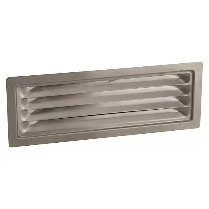 Nedco Gevelrooster - Geborsteld RVS, b x h: 204 x 60 mm, Roestvrij staal - Diagonaal zicht