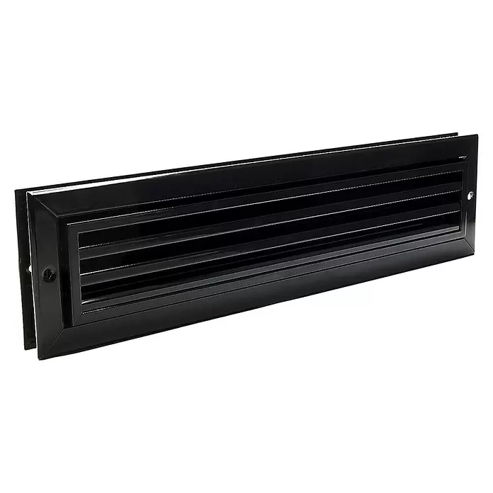 Nedco Deurventilatierooster - 470 x 121 mm, Zwart, Aluminium - Diagonaal zicht