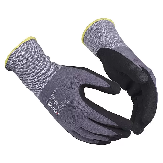 Guide Schutzhandschuhe 577 - Konfektionsgröße: 8, Grau/Schwarz - Diagonale Ansicht