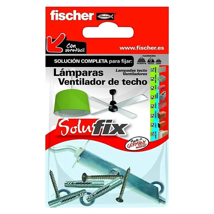 Fischer Solufix Set de fijación - Específico para: Lámparas y ventiladores de techo, 10 piezas - Vista frontal